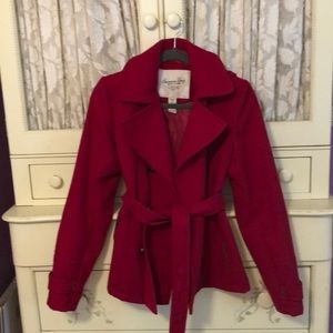 Red Peacoat w/ detachable hood